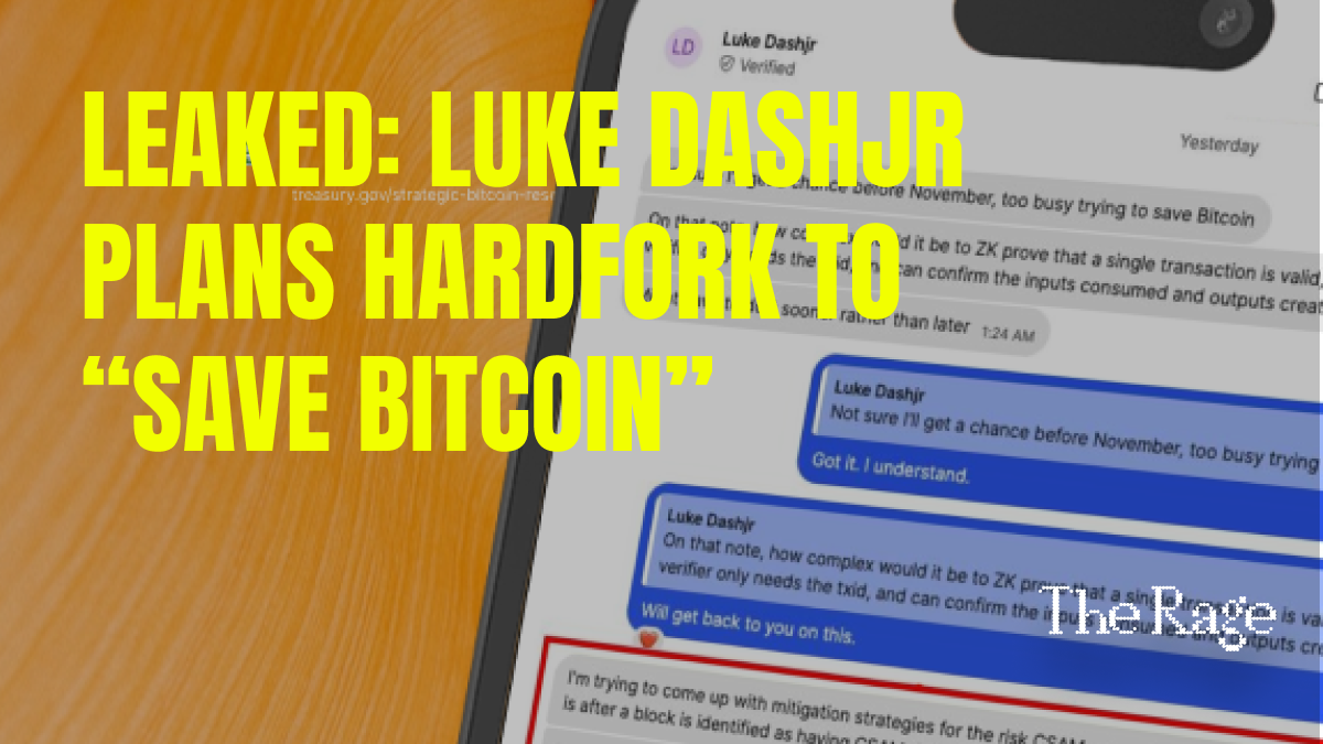 LEAKED: Luke Dashjr Plans Hardfork To “Save Bitcoin”